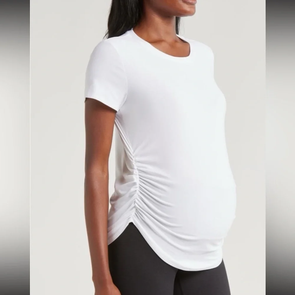 Beyond Yoga NEW One & Only Fetherweight maternity t shirt white - Picture 3 of 11